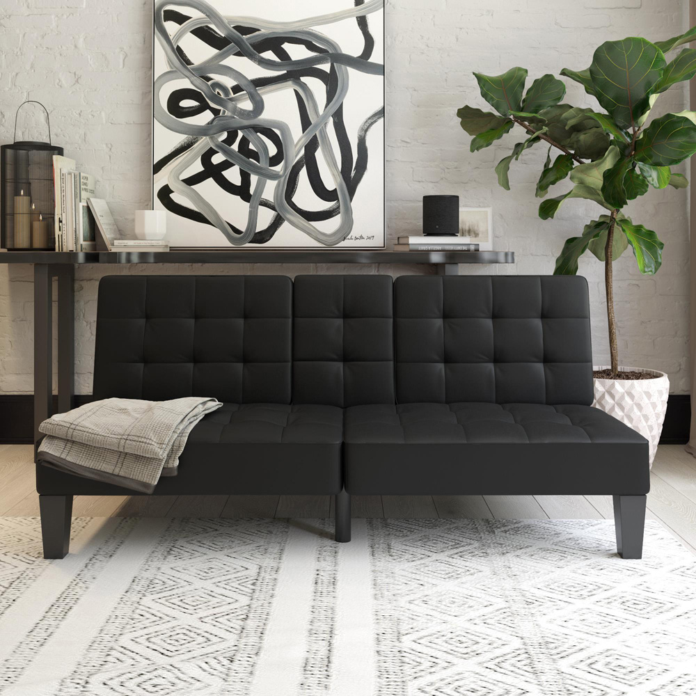 Dorel Adalynn Black Faux Leather Convertible Futon Image 5