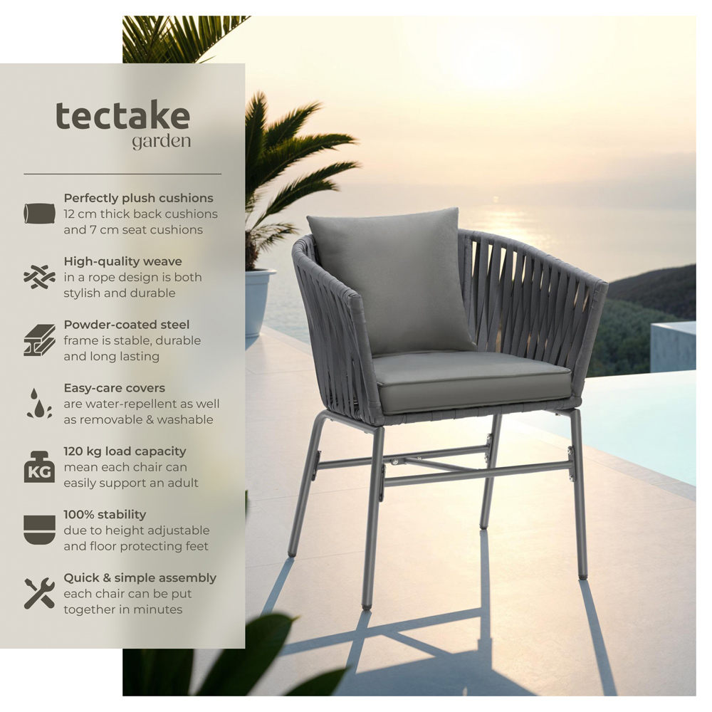tectake Valeiras Set of 6 Woven Rope Design Accent Chair Image 6