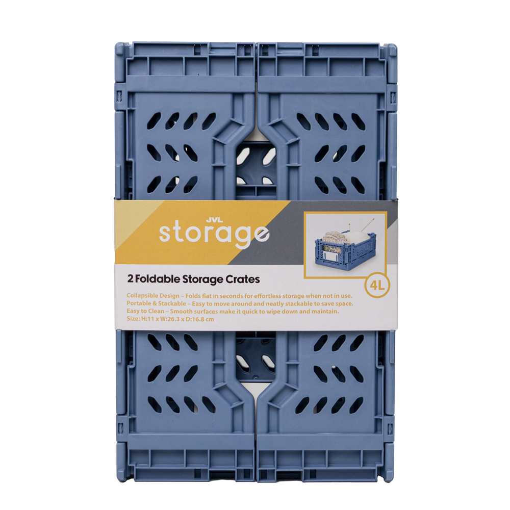 JVL Stackit 4L Blue Foldable Small Storage Crate 6 Pack Image 8