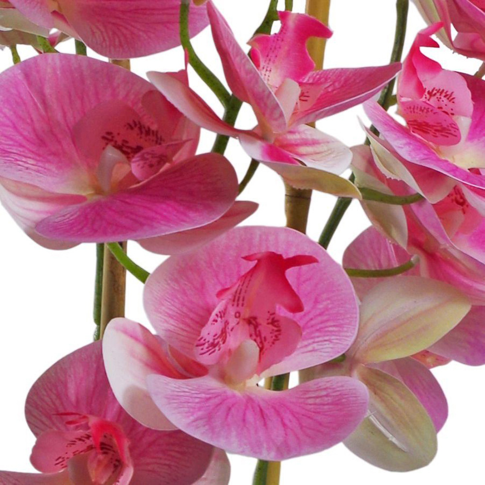 Leaf Light Pink Artificial Orchid in Black Ceramic Planter 2.2ft Image 4