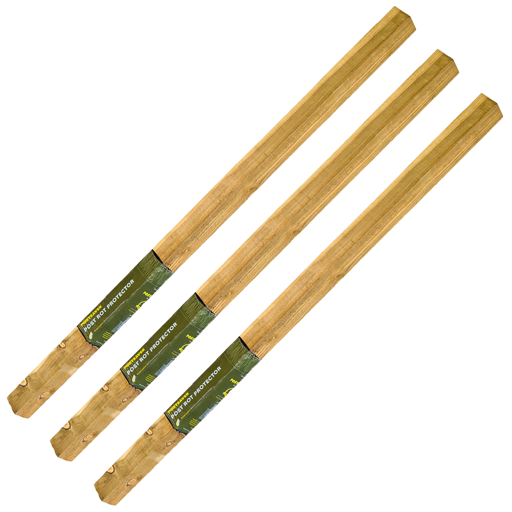 Postsaver Pro-Post 8ft 3 Pack UC4 Treated Wooden Fence Post 3 x 3 inch Image 1