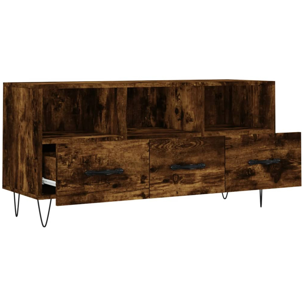 vidaXL 3 Drawer 3 Shelf Smoked Oak TV Cabinet Image 6