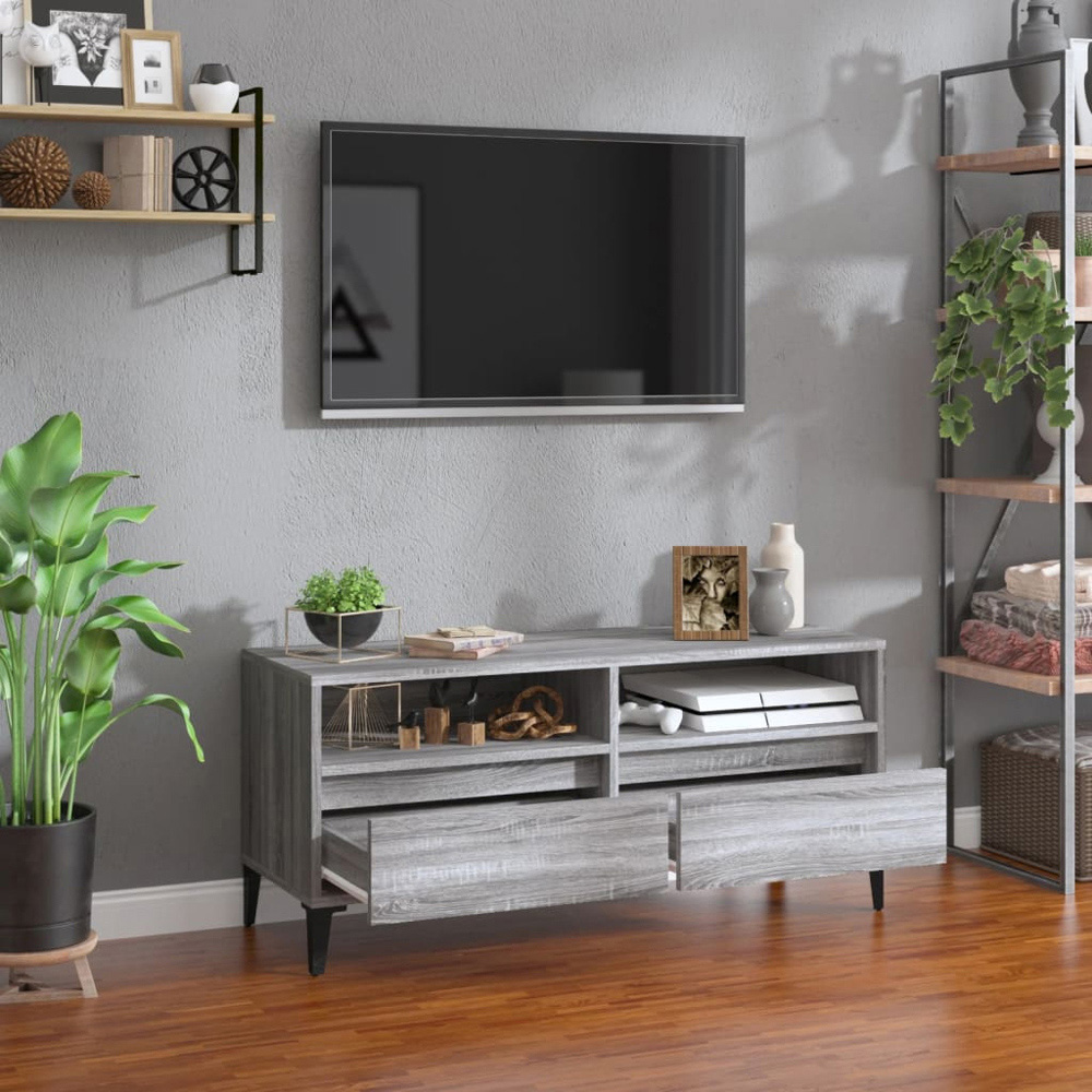 vidaXL 2 Drawer 2 Shelf Grey Sonoma TV Cabinet Image 8