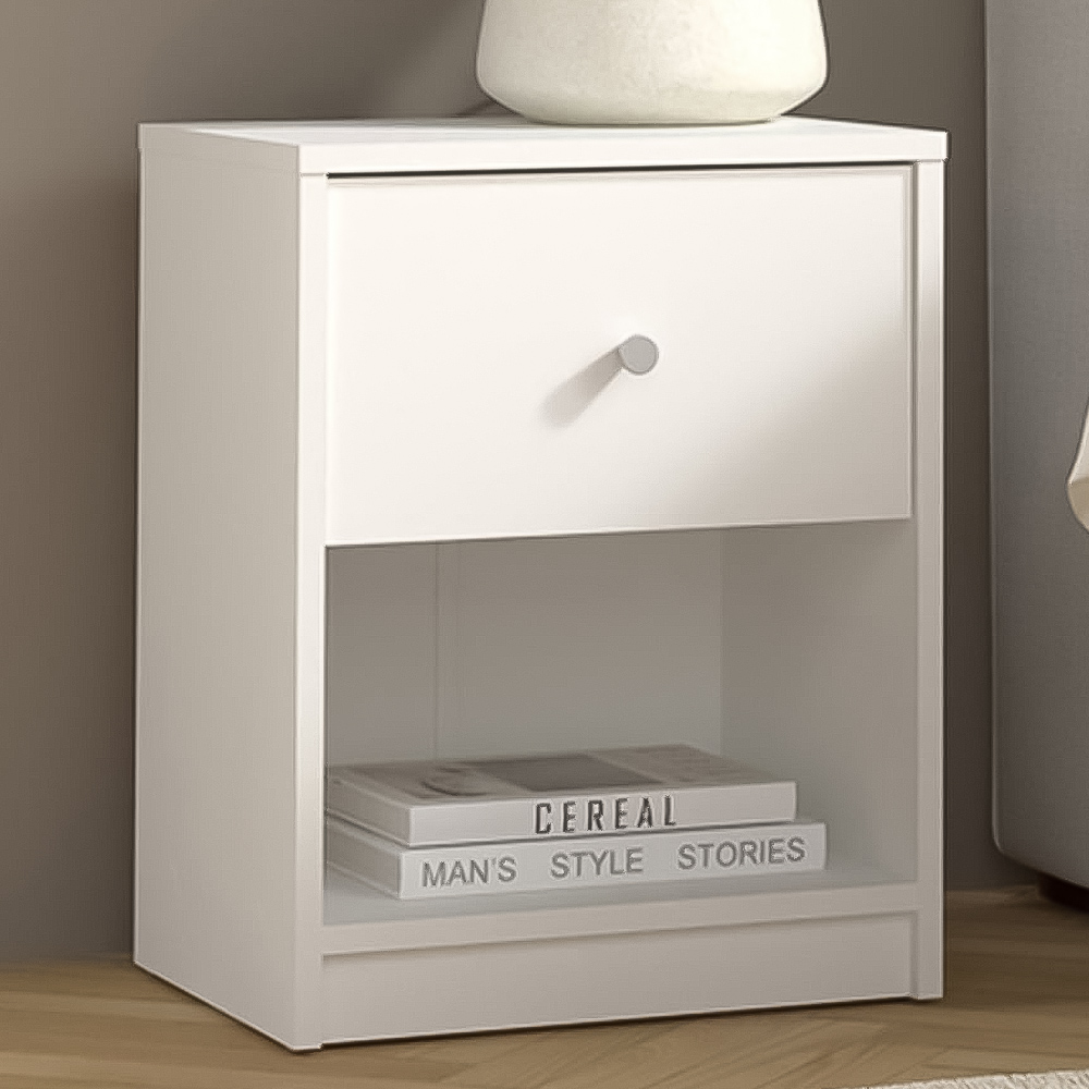 Furniture To Go May Single Drawer White Bedside Table Image 1
