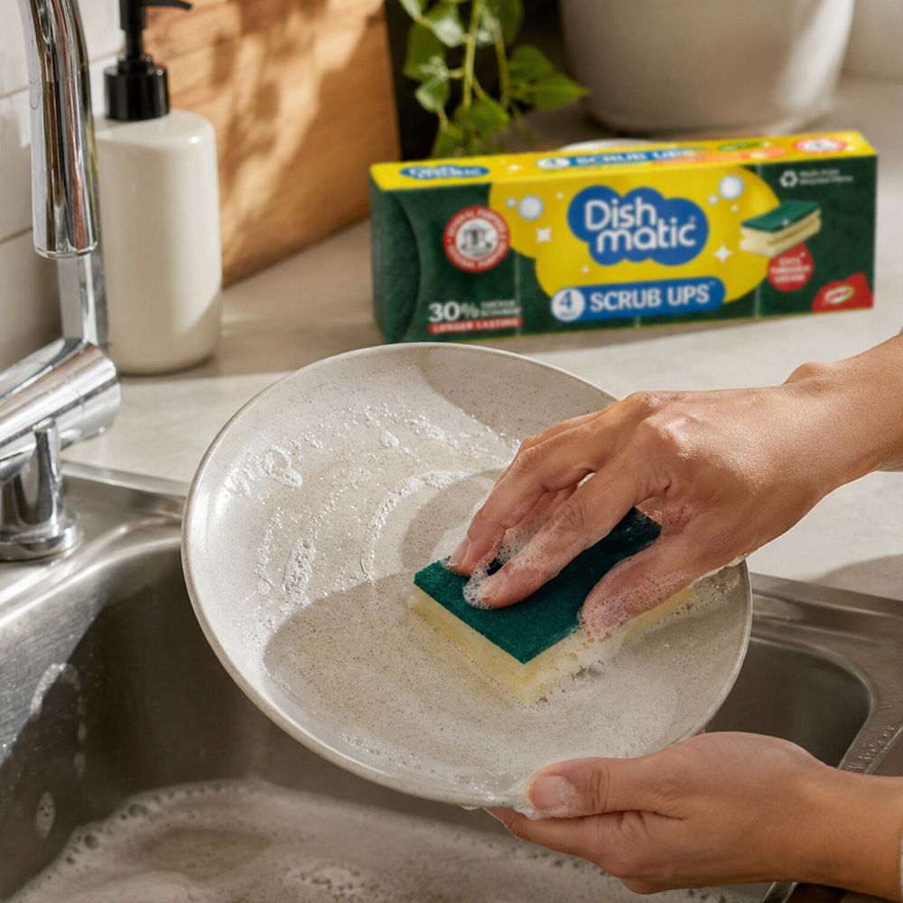 Pack of 4 Dishmatic Scrub Ups Sponge Scourers Image 2