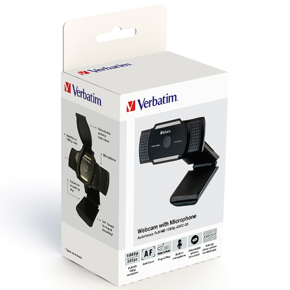 Verbatim Full HD 1080P Webcam with Microphone Image 2