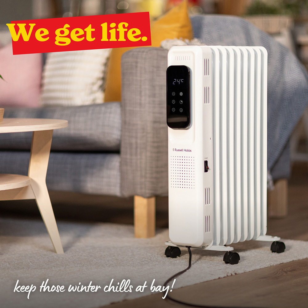 Russell Hobbs White 9-Fin Digital Touch Control Oil Filled Radiator 2000W Image 6