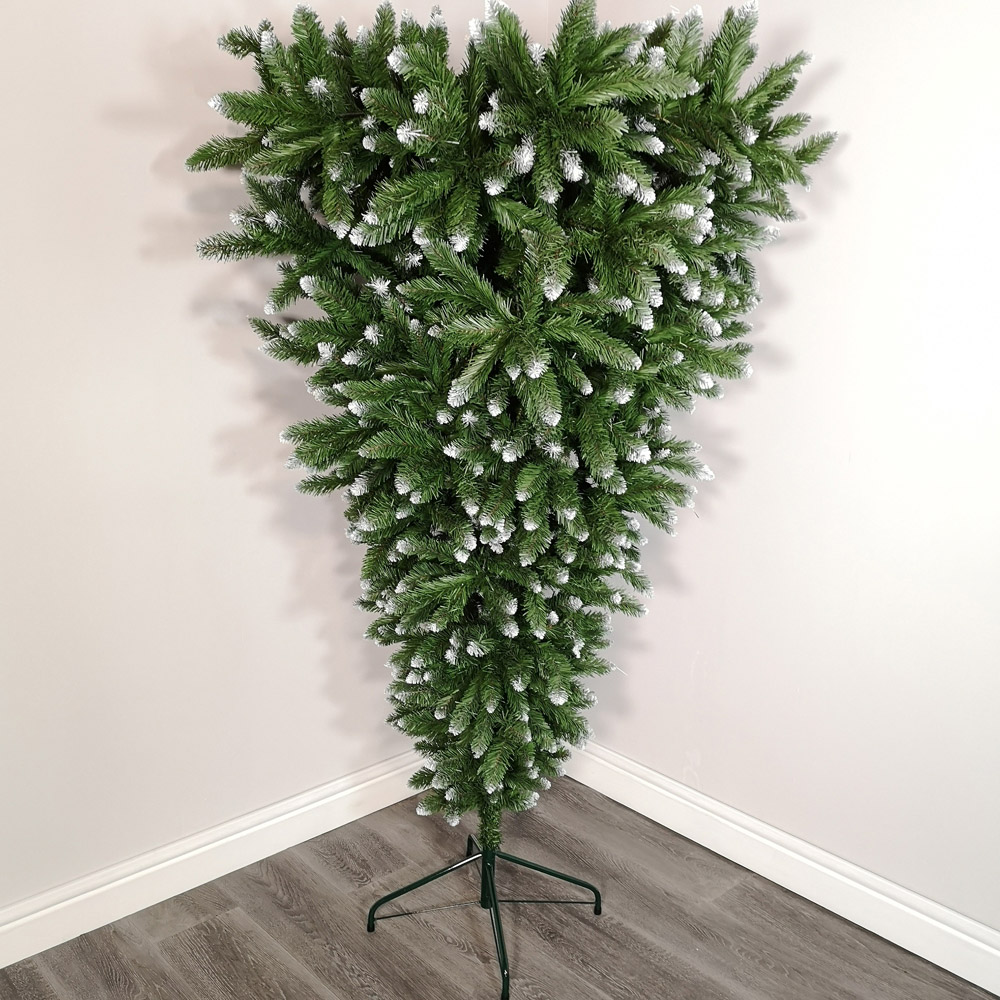 Snowtime Frosted Snow Tipped Green Upside Down Artificial Christmas Tree 6ft Image 2