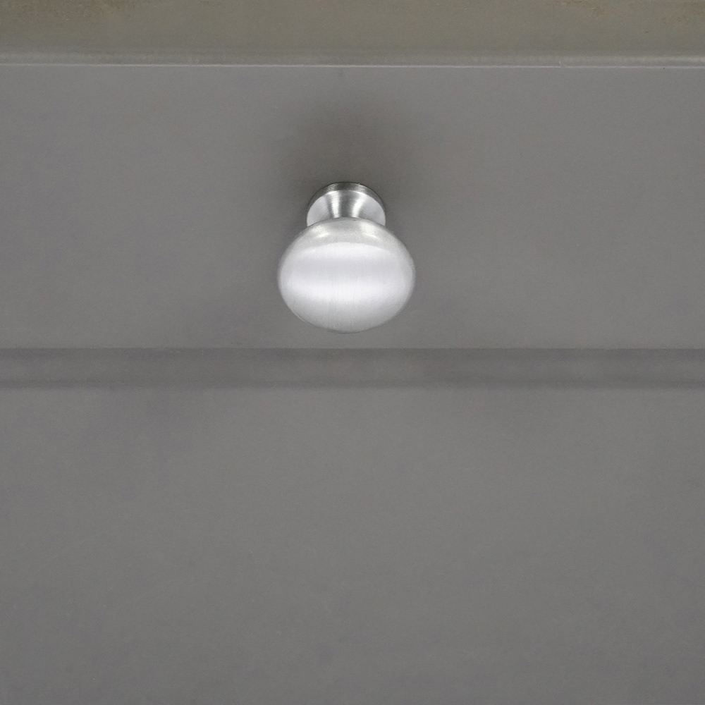 Spira Brass Mushroom Satin Chrome Small 25mm Cupboard Knob Image 2