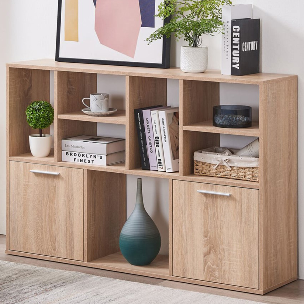 Boston Collection 2 Door 7 Shelf Sonoma Oak Sideboard Image 1