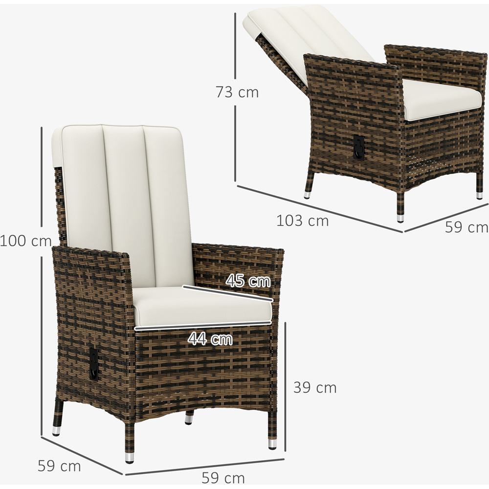 Outsunny Cream White Rattan Adjustable Backrest Garden Recliner Chair Image 9