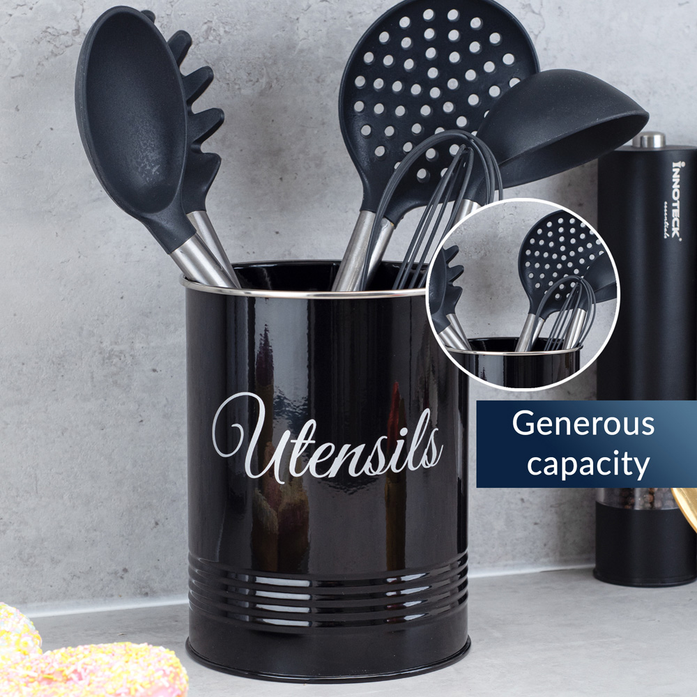 Innoteck Essentials Black Metal Utensil Crock Holder Image 4