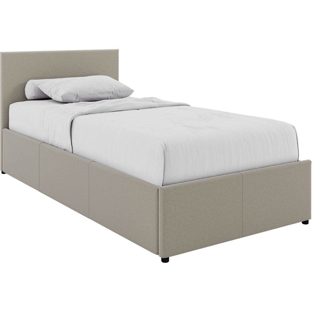VIDA DESIGNS Veronica Single Beige Linen Ottoman Bed with Padded Headboard Image 2