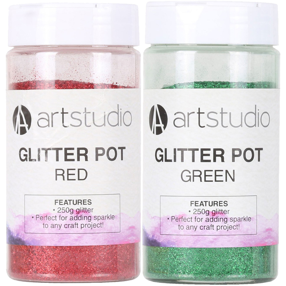 Art Studio Glitter Pot Red or Green Image 1