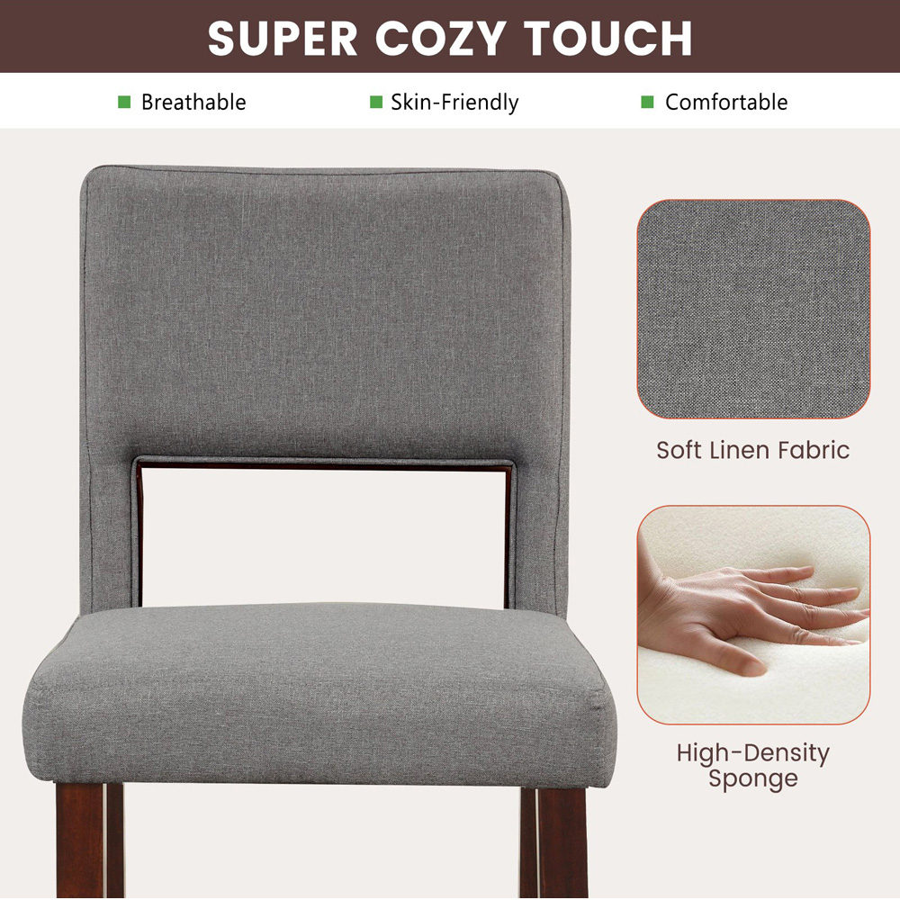 Costway Grey Bar Stool Set of 2 Image 4