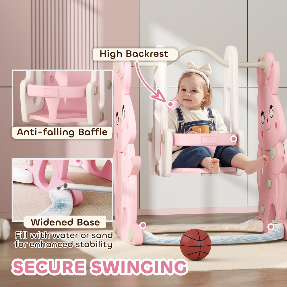 AIYAPLAY 4-in-1 Kids Pink Slide and Swing Set Image 6