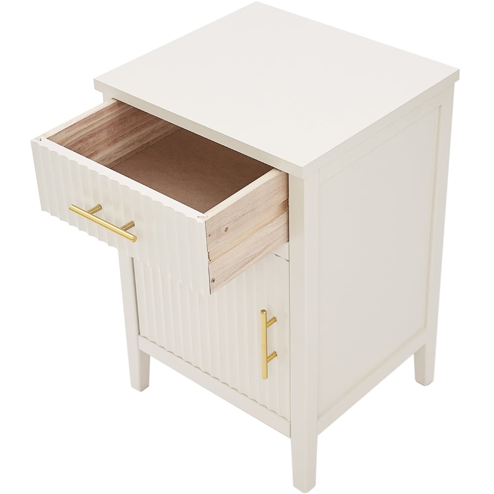Monti Single Door Single Drawer White Bedside Table Image 5
