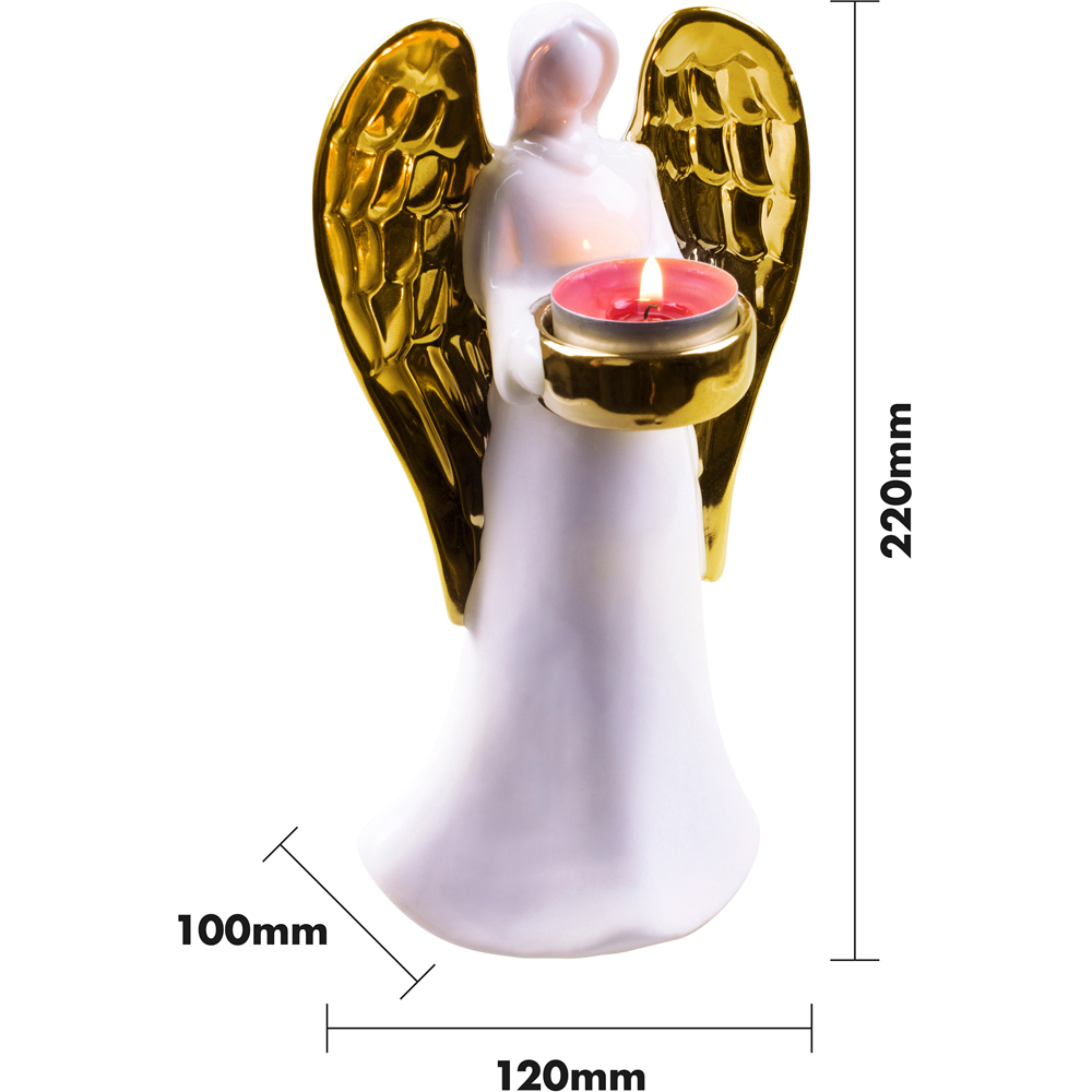 St Helens Gold Wings Standing Ceramic Angel Tealight Holder Image 5