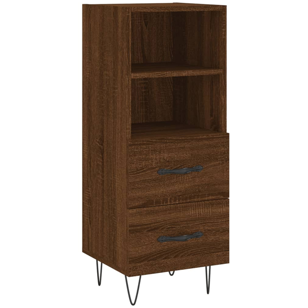 vidaXL 2 Drawer 2 Shelf Brown Oak Sideboard Image 2