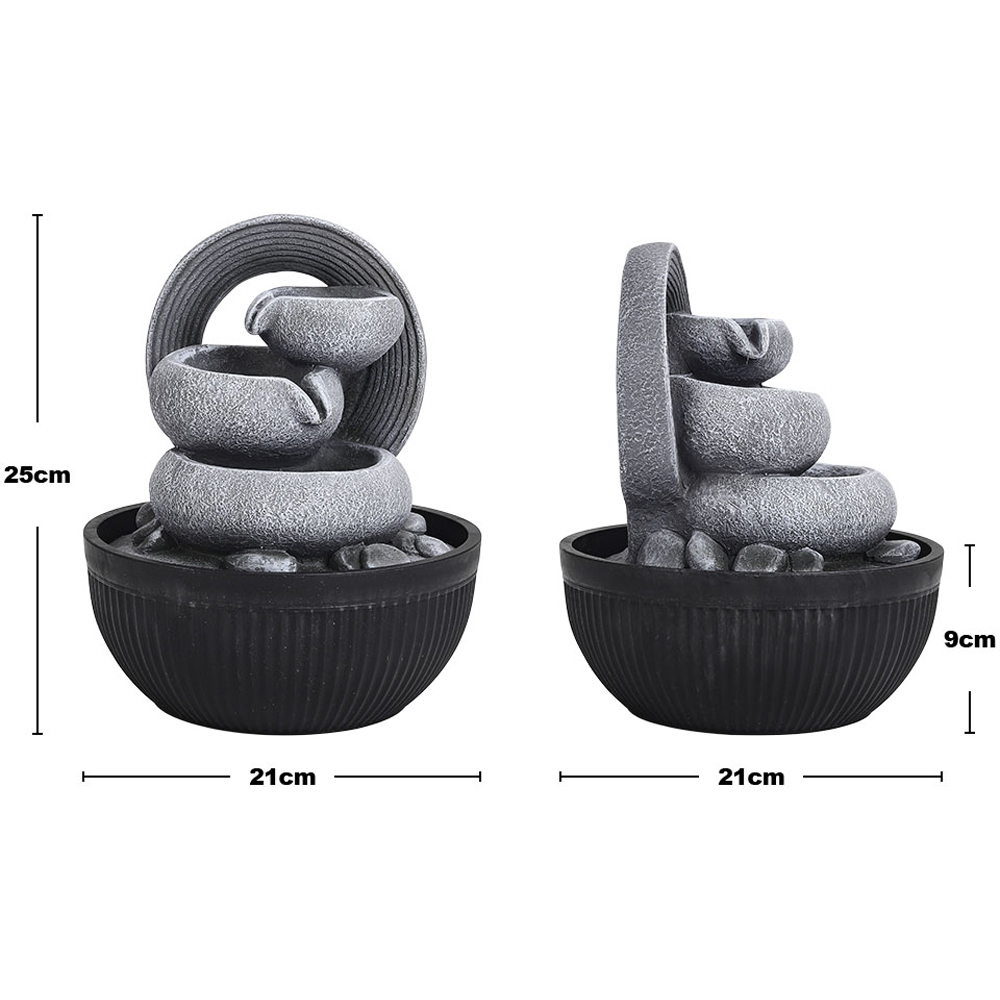 Living and Home 3-Tier LED Imitation Rock Resin Tabletop Water Fountain Image 7