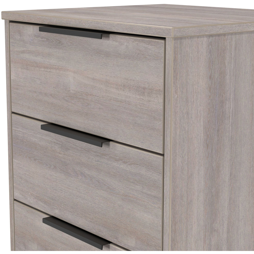Crowndale Hong Kong 5 Drawer Grey Oak Tall Bedside Cabinet Ready Assembled Image 5