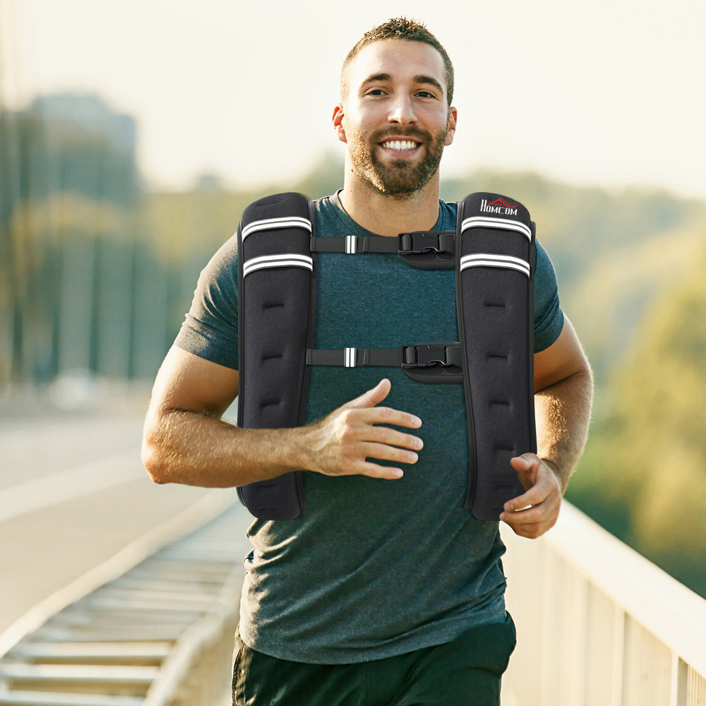 HOMCOM 10kg Adjustable Weighted Vest with Pocket and Reflective Strips Image 2
