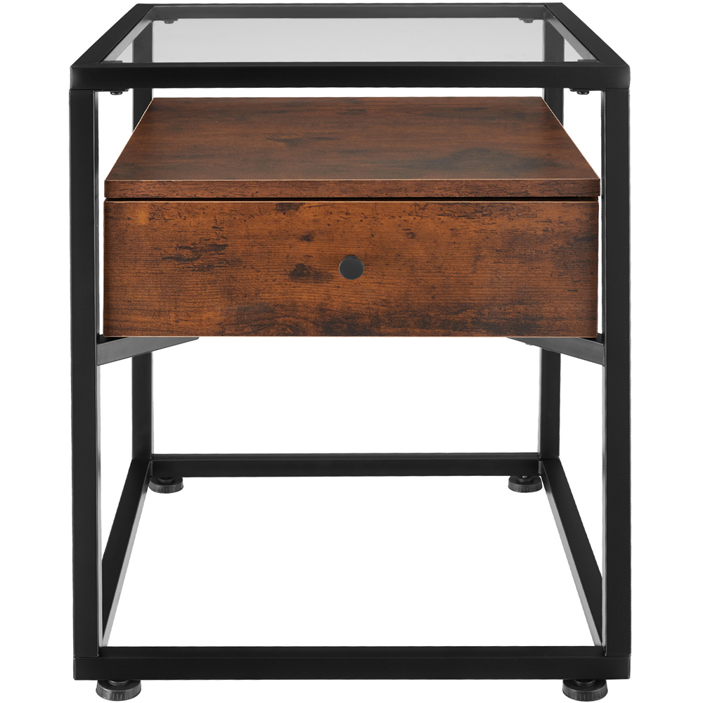 tectake Single Drawer Dark Wood Nightstand Image 3