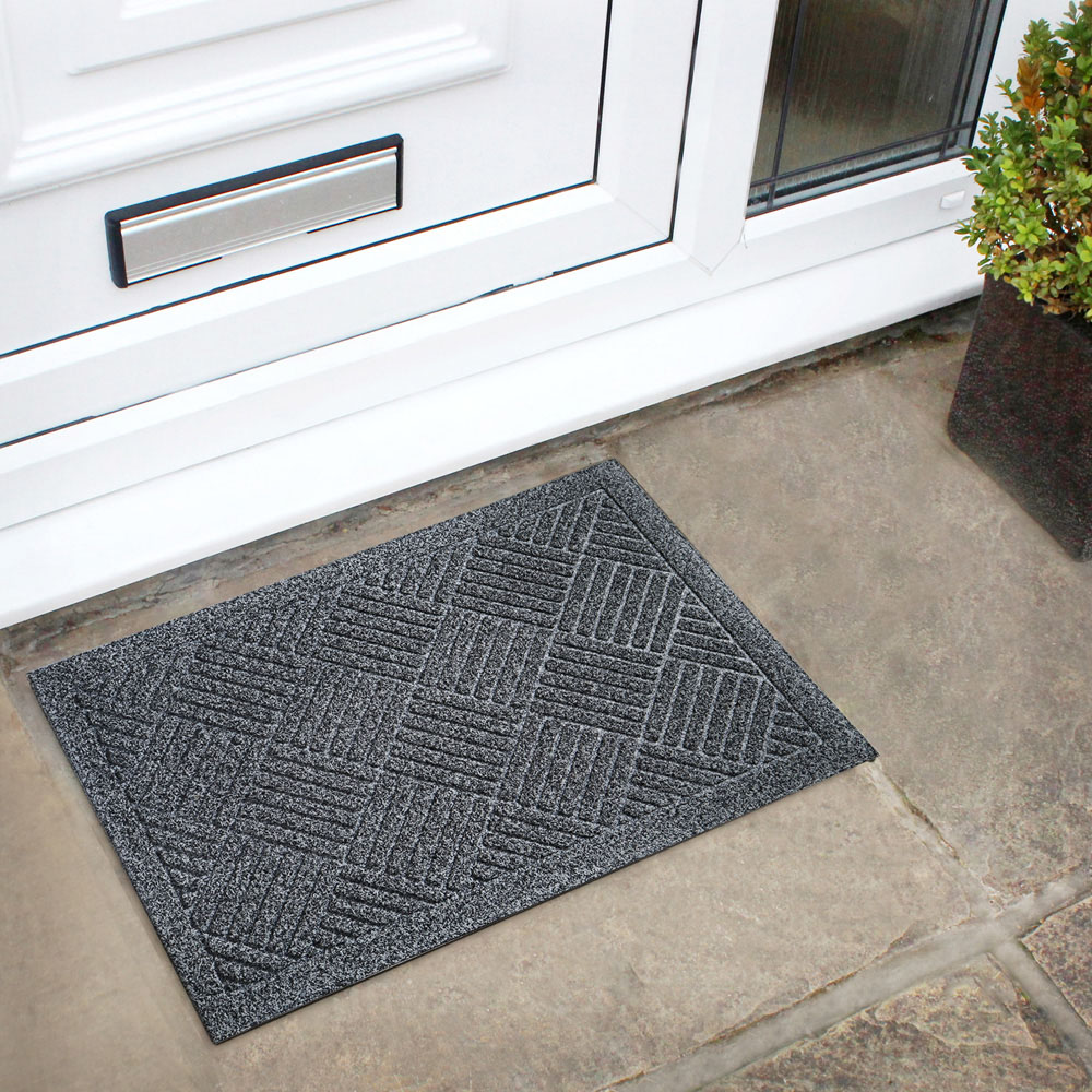 JVL Dirt Defender Grey Square Door Mat 40 x 60cm 2 Pack Image 2