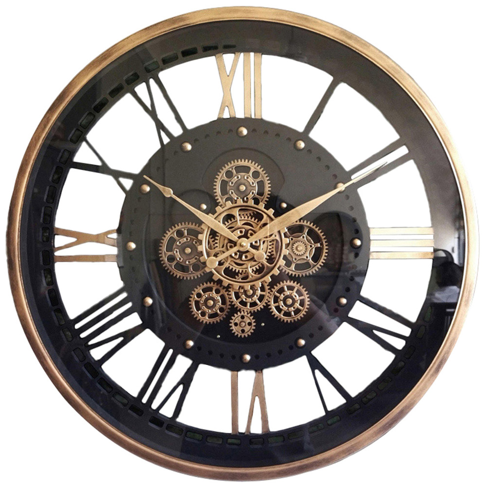 Acacia Home Black Round Wall Clock 60cm Image 1