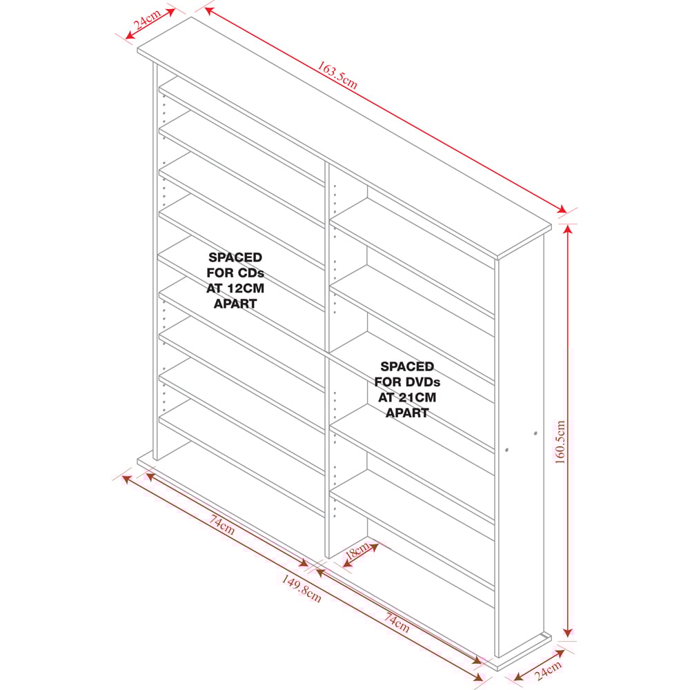 Watsons Extra Oak 16 Shelf Large CD and Book CD and DVD Media Storage Unit Image 5