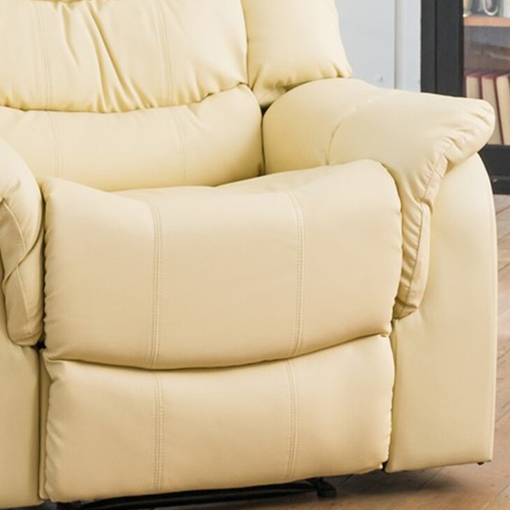Almeira Cream Bonded Leather Massage and Heat Manual Recliner Armchair Image 3