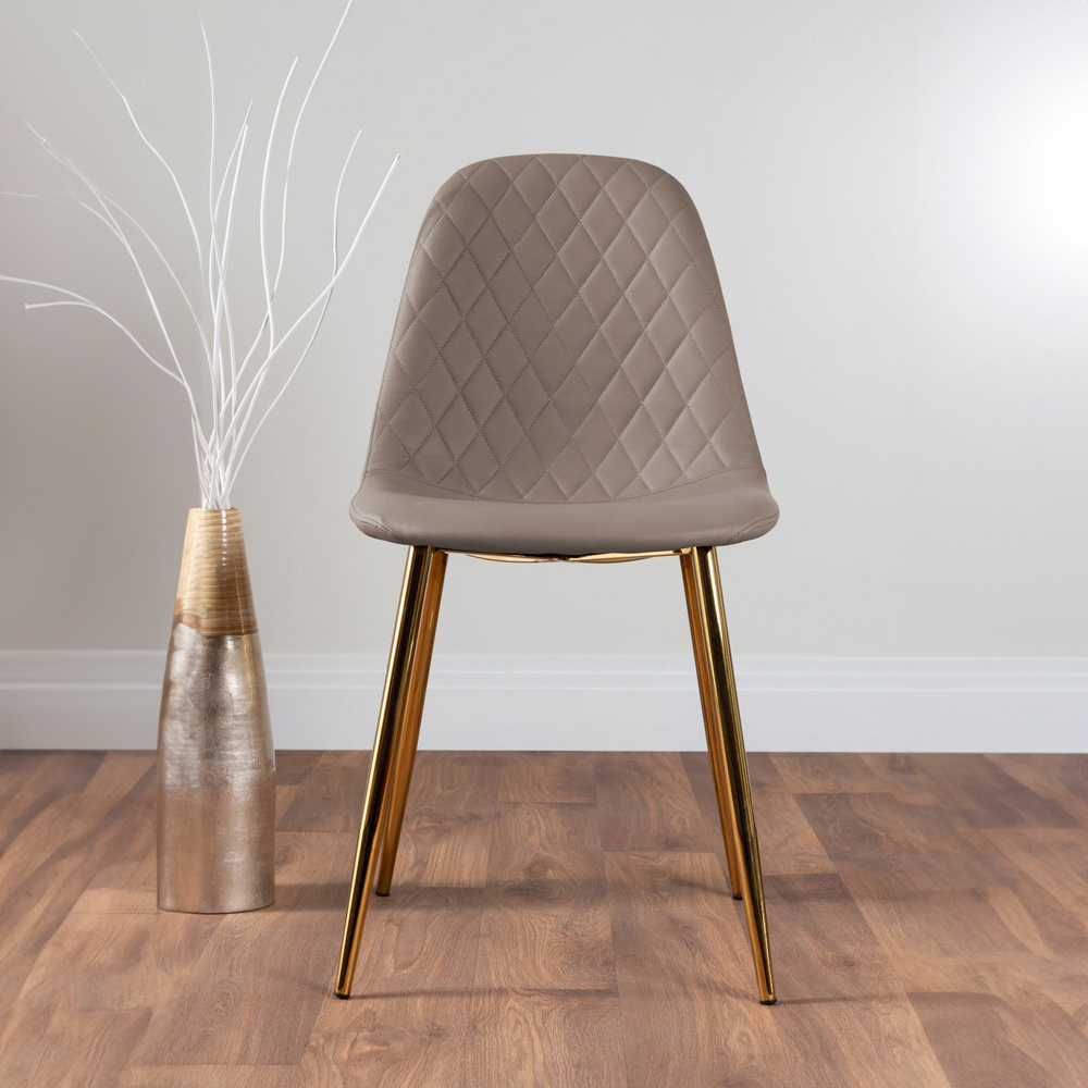 Furniturebox Molini Solara 6 Seater Dining Set White Gloss Cappuccino and Gold Image 3