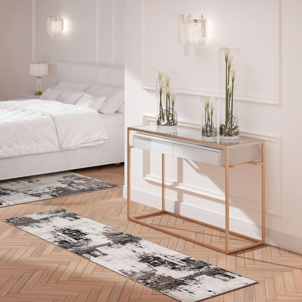 Kukoon Hatton Grace Silver Distressed Rug 60 x 240cm Image 3