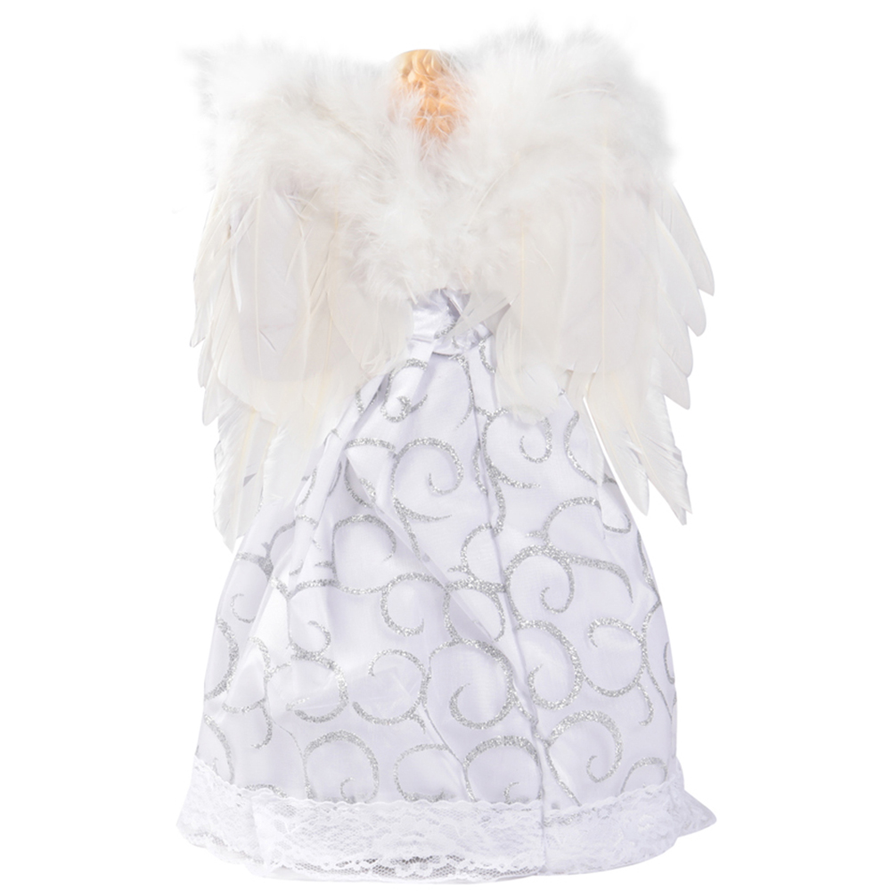 Living and Home White LED Angel Christmas Tree Topper Image 3