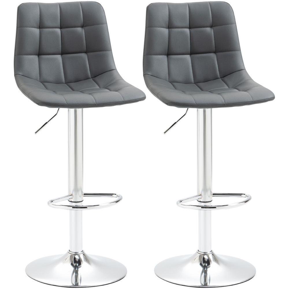 Portland Grey Quilted Height Adjustable Swivel Bar Stool Set of 2 Image 2