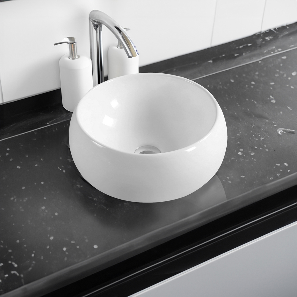 Limoge White Ceramic Domed Round Countertop Basin 400mm Image 2