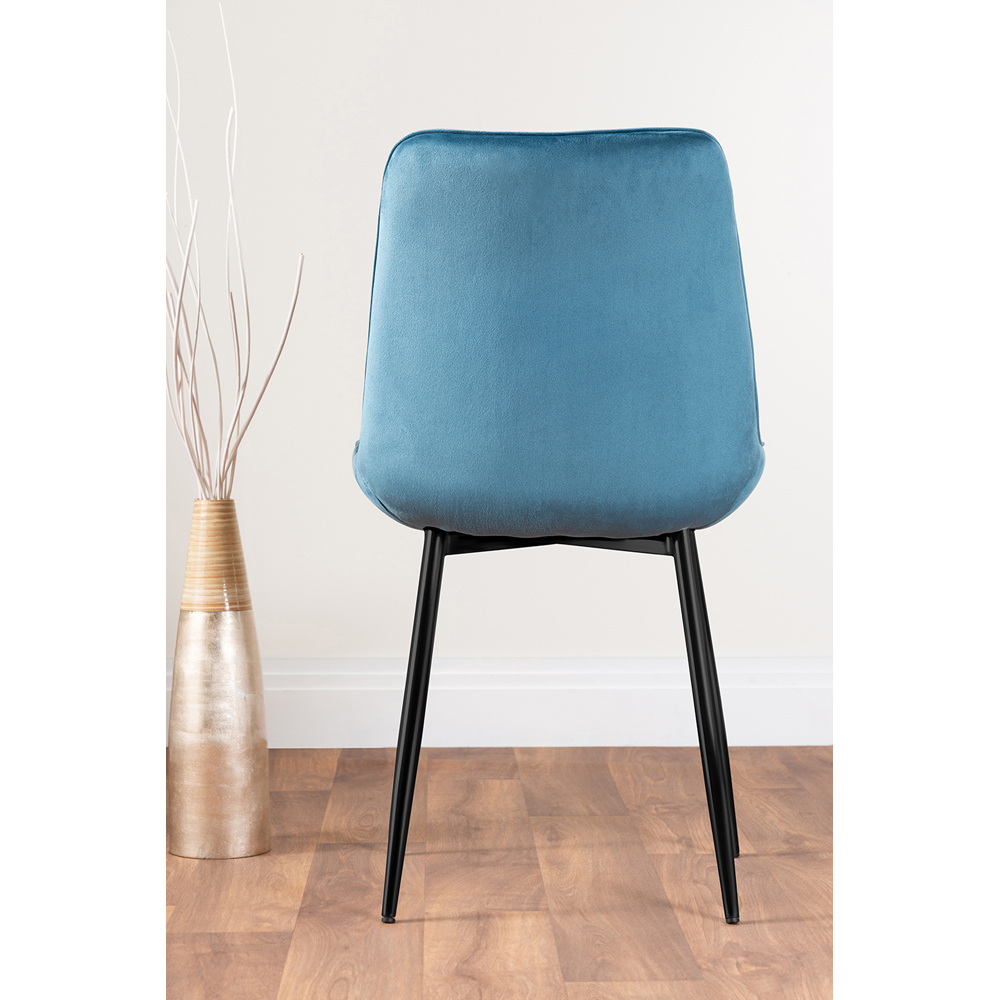 Furniturebox Cesano Set of 2 Blue and Black Velvet Dining Chair Image 9