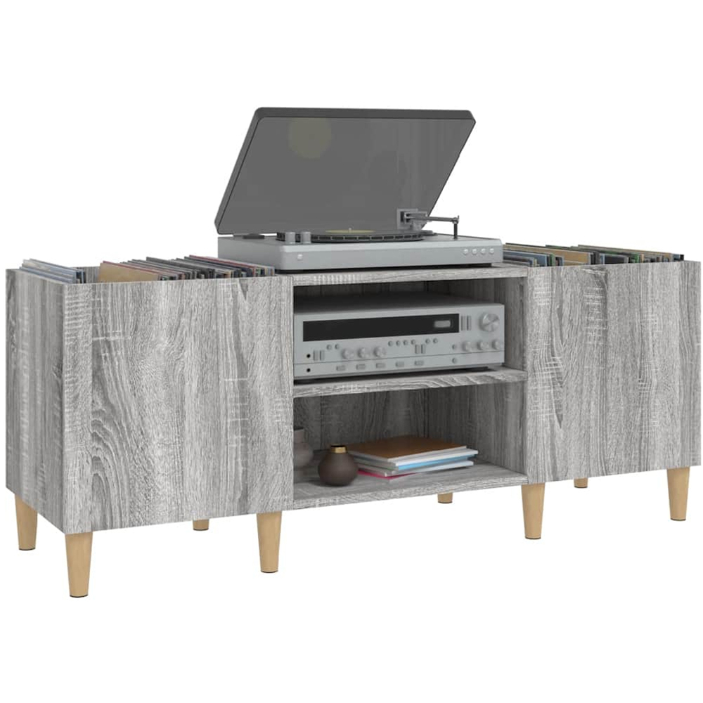 vidaXL 2 Shelf Grey Sonoma Record Cabinet Image 4