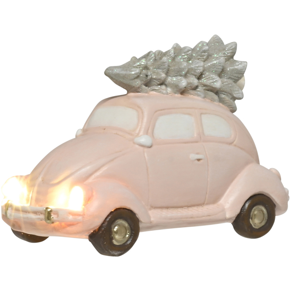 The Seasonal Gift Co. Pink Car and Christmas Tree Decoration with Light Image 2