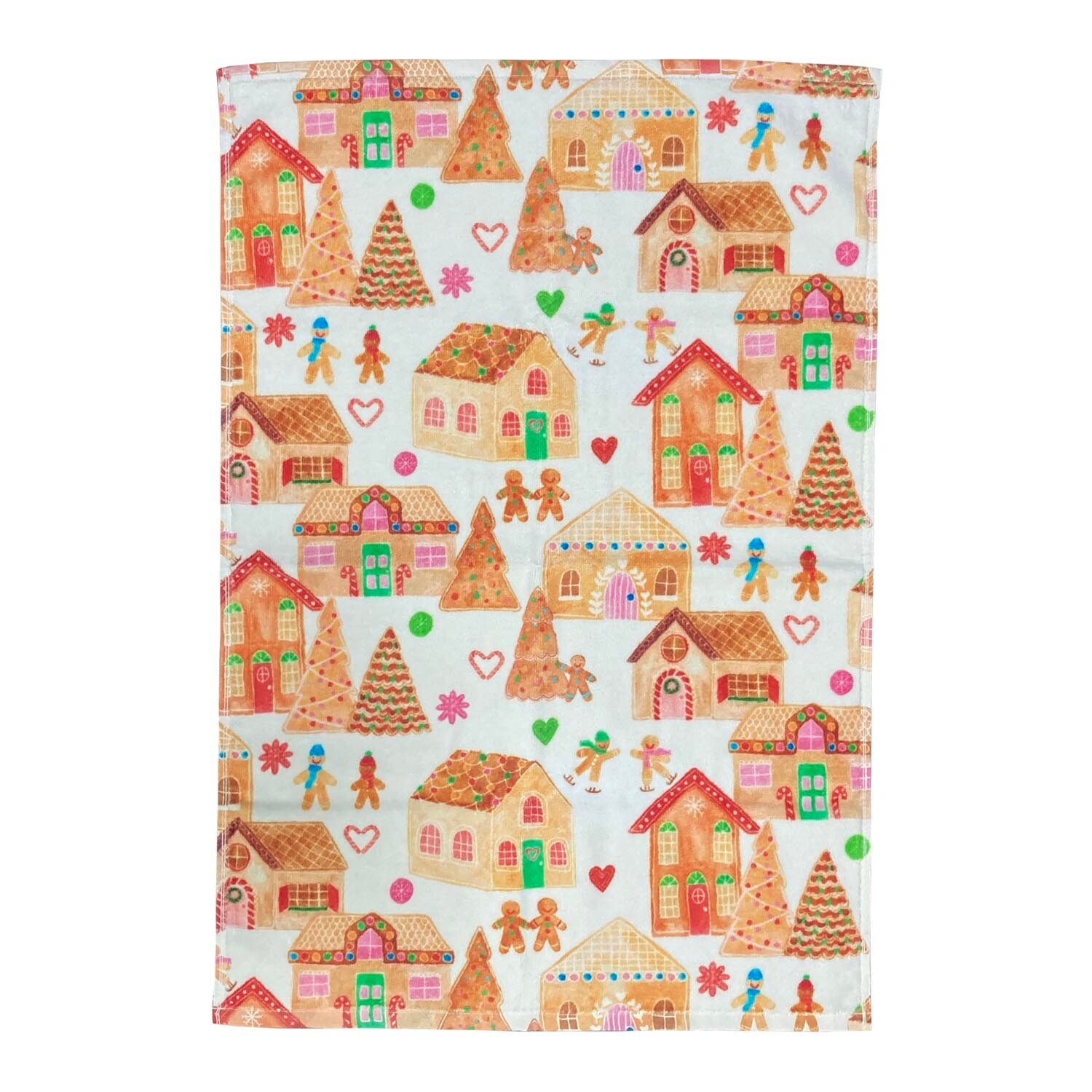 Cotton White Gingerbread Village Hand Towel Image 1