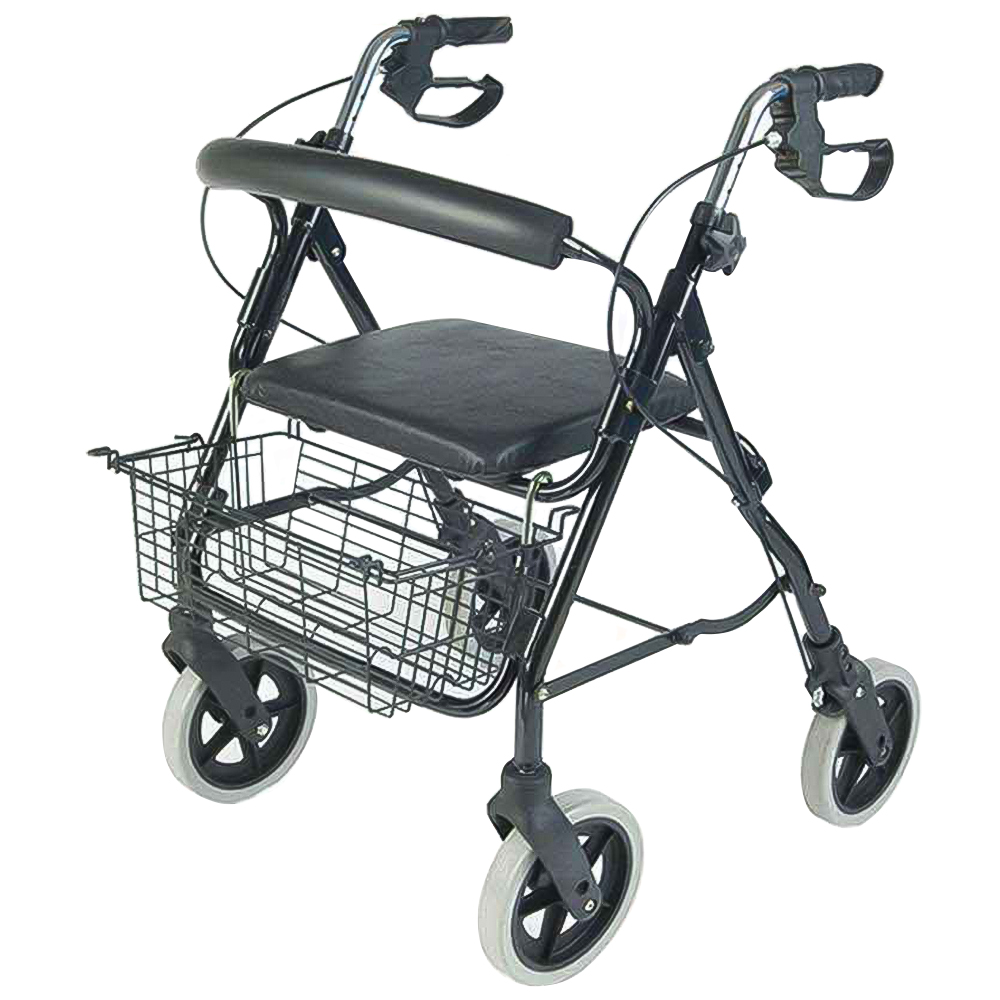 NRS Healthcare Mobility Care 4 Wheel Aluminium Rollator with Seat Image 1