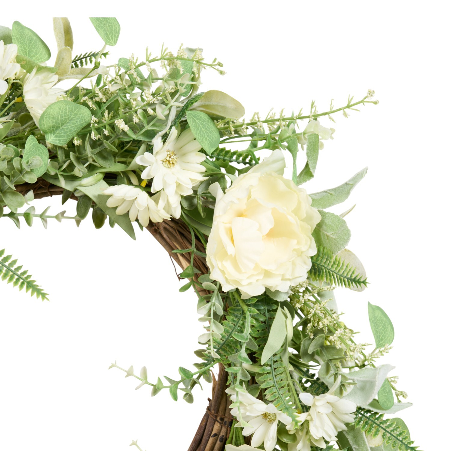Peony and Daisy Wreath Ivory Image 2