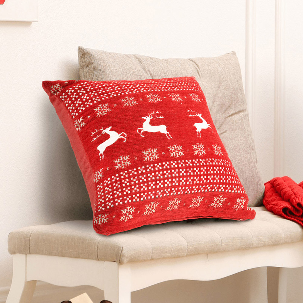 Noel Square Dancing Stage Cotton Chenille Cushion 43 x 43cm Image 2