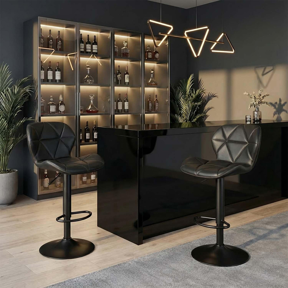 Alivio Black Faux Leather Height Adjustable Swivel Bar Stool Set of 2 Image 3