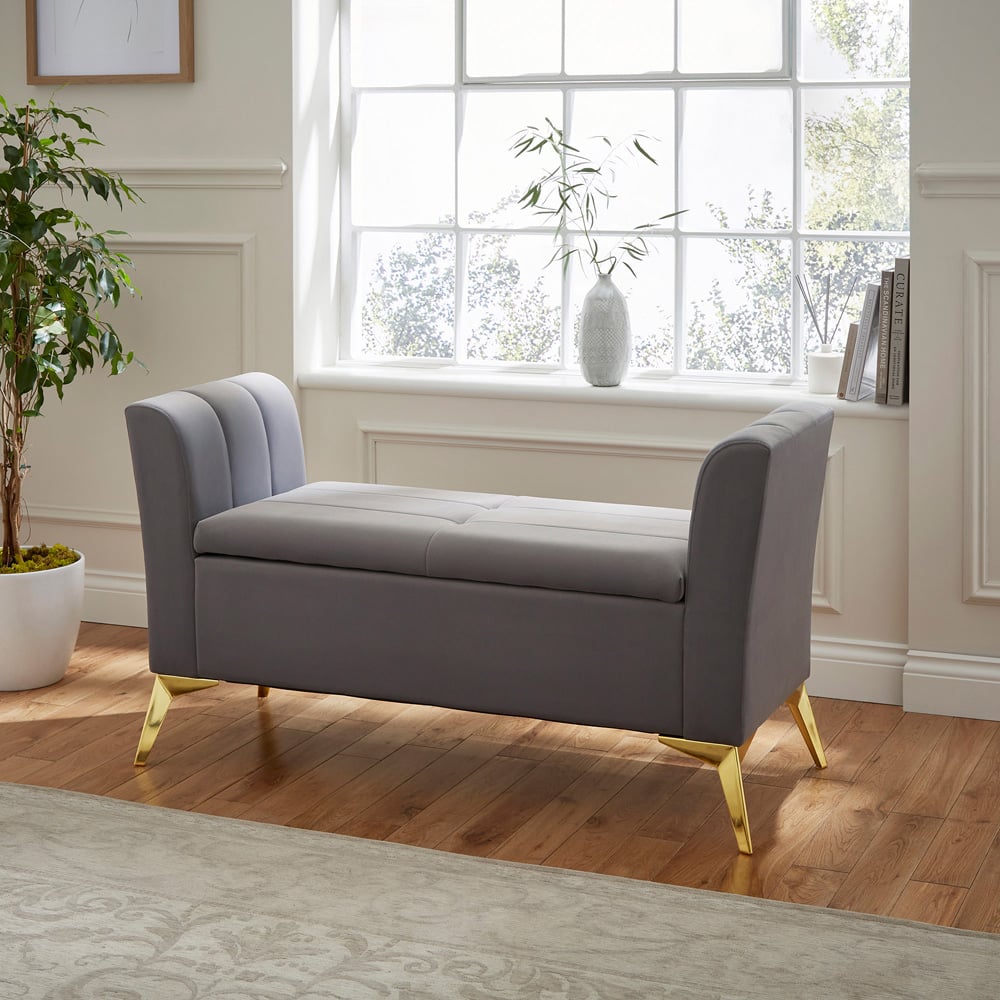 GFW Pettine Grey Ottoman Storage Bench Image 6