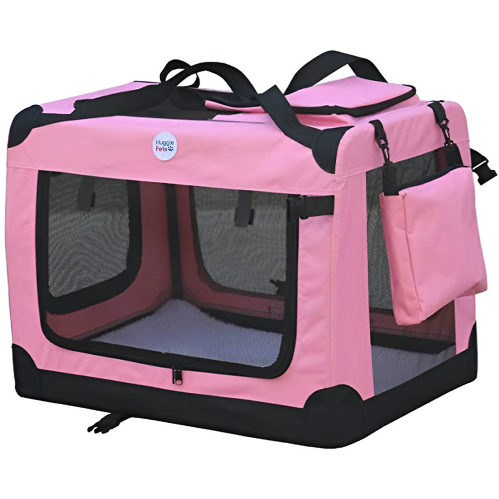 HugglePets Small Pink Fabric Crate 50cm Image 1