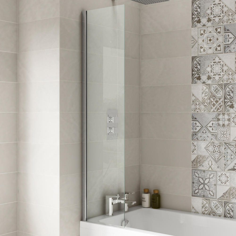 nuie Polished Chrome Fixed Bath Screen 350mm Image 3