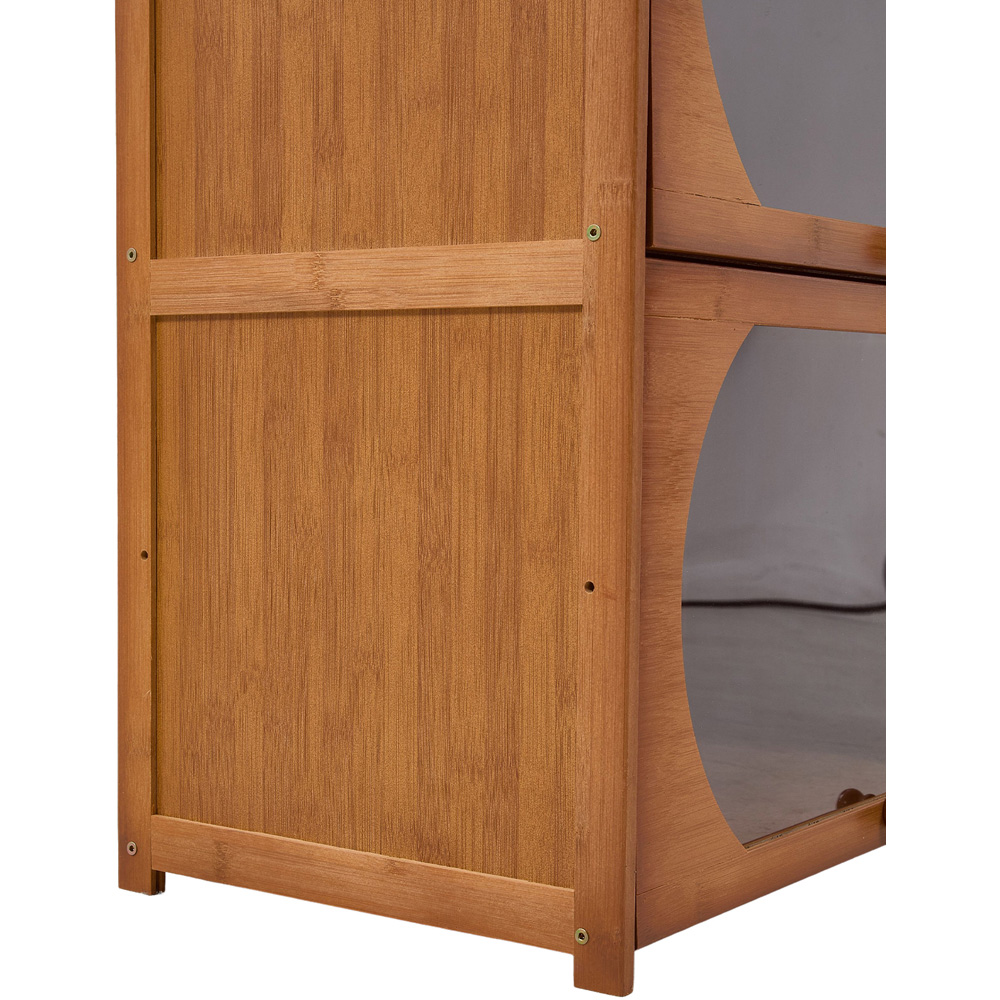 Living and Home 4 Acrylic Door Brown Bamboo Bookcase Image 4