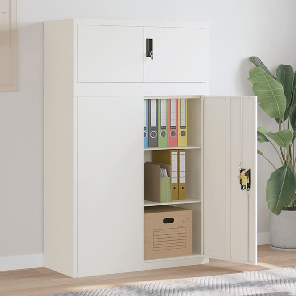 vidaXL 2 Door White Steel Filing Cabinet Set of 2 Image 1
