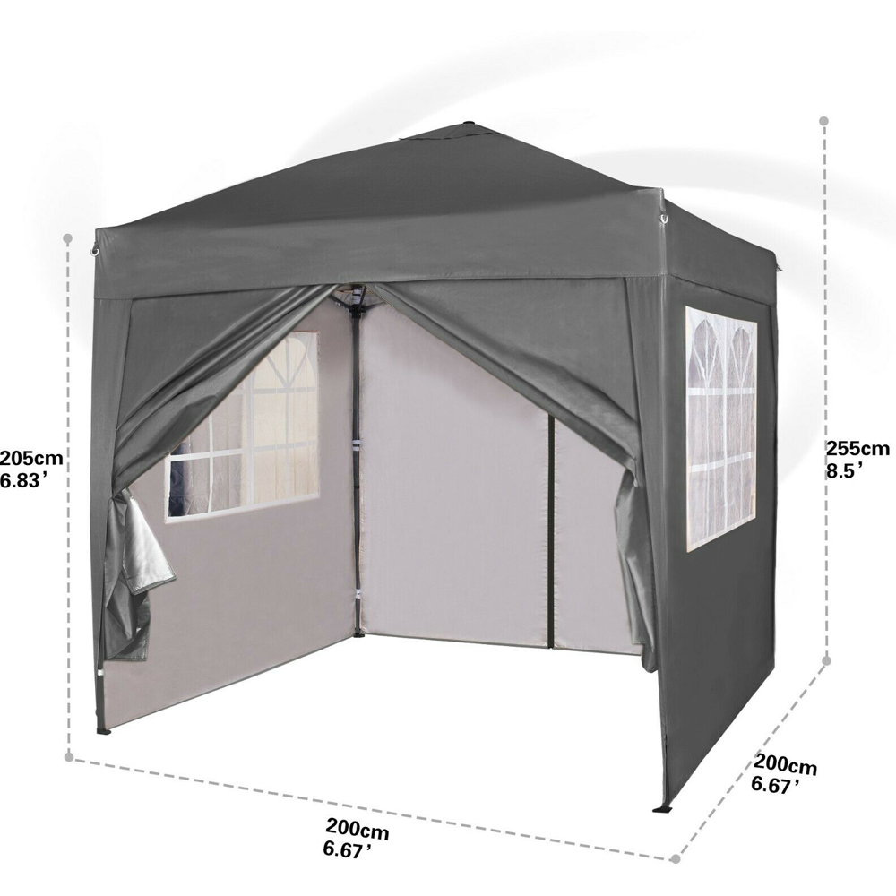 Grey 2 x 2m Pop Up Gazebo with Removable Sidewalls Image 7